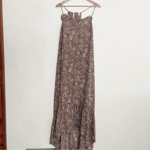 Vici Printed High Low Ruffle Maxi Dress